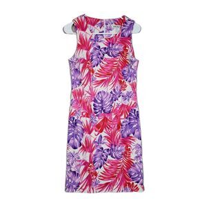 JW Treci Sleeveless Tropical Print Sheath Dress Womens 6 Event Vacation Resort